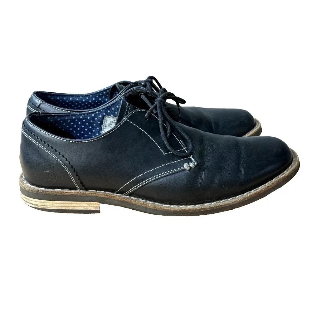 Penguin Dress Shoes Mens Size‎ 8.5 Casual Oxford Black Leather Lace Up Low